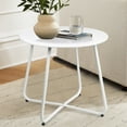 thumbnail image 1 of CERBIOR Metal Tray End Table, Round Accent Coffee Side Table, Anti-Rust and Waterproof Outdoor Small Side Table, Indoor Modern Sofa Side Table Bedside Table for Living Room Bedroom Balcony (White), 1 of 11