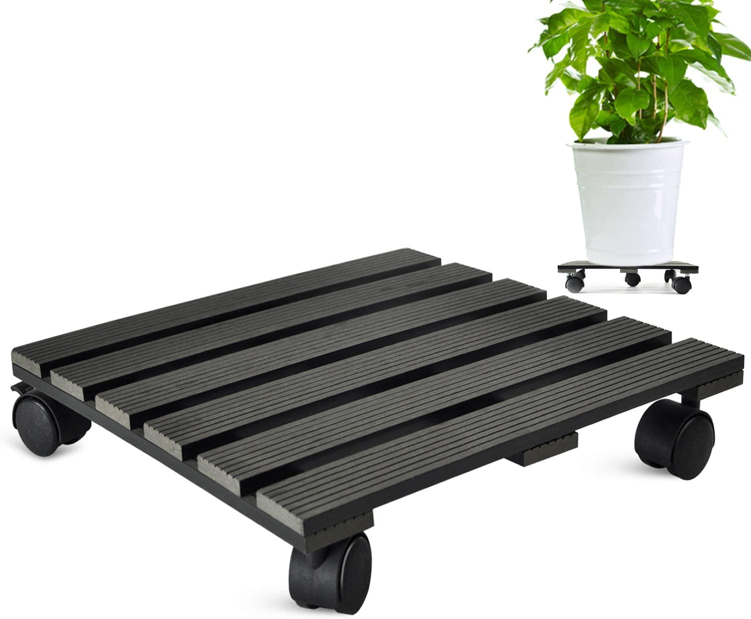 CERBIOR Plant Caddy with Rolling Wheels, 14 Inch Square, Holds up to