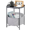 thumbnail image 1 of CERBIOR Round Side End Table, Modern Nightstand with Fabric Basket, Gray, 1 of 8
