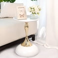 thumbnail image 1 of CERBIOR Modern Round Side Table with Gold Pedestal Base, Black Metal Top, Accent Drink Table for Living Room (White), 1 of 8