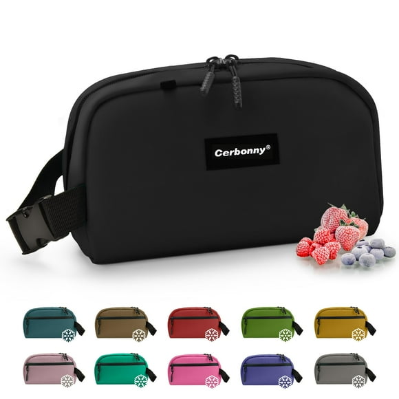 CERBONNY Small Cooler Bag Freezable Lunch for Work School Travel,Leak-proof Bag,Small Insulated For Adults,Freezer Bags,Freezable Snack Bag,Mini Fit Yogurt Black