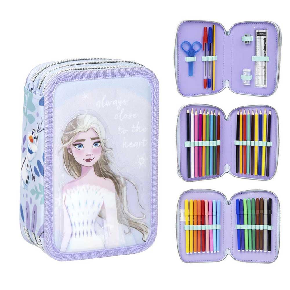 CERD LIFE'S LITTLE MOMENTS Frozen 3 Compartment Pencil Case - Lilac - 12.5 x 6.5 x 19.5 cm - Z