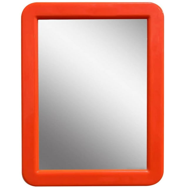 CEREM Magnetic Locker Mirror, Orange 5" x 7" - Real Glass Make-up Mirror - Locker Accessory for School, Home, Gym, Office