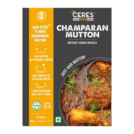 CERES FOODS India's Bihari Champaran Ahuna Handi Mutton Masala Ready to Cook Made from Authentic Spices Ready in 15 Mins No Preservatives, Colours or Artificial Flavours? Just Add Mutton, 7.05 oz