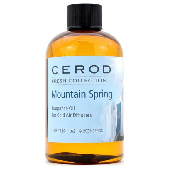 CEROD  Fresh Collection - Mountain Spring Fragrance Oil for Cold Air Diffusers - Aromatherapy Essential Oil Scents - Fruity, Peach, Apricot, Coconut, Herbal floral, Orchid, Anise - 4 oz. (120ml)