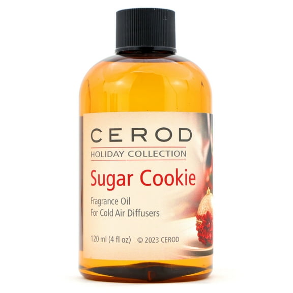 CEROD - Holiday Collection - Sugar Cookie Fragrance Oil for Cold Air Diffusers - Aromatherapy Essential Oil Scents - Milk, Buttery, Sugar cookie, Vanilla, Spices - 4oz (120mL)