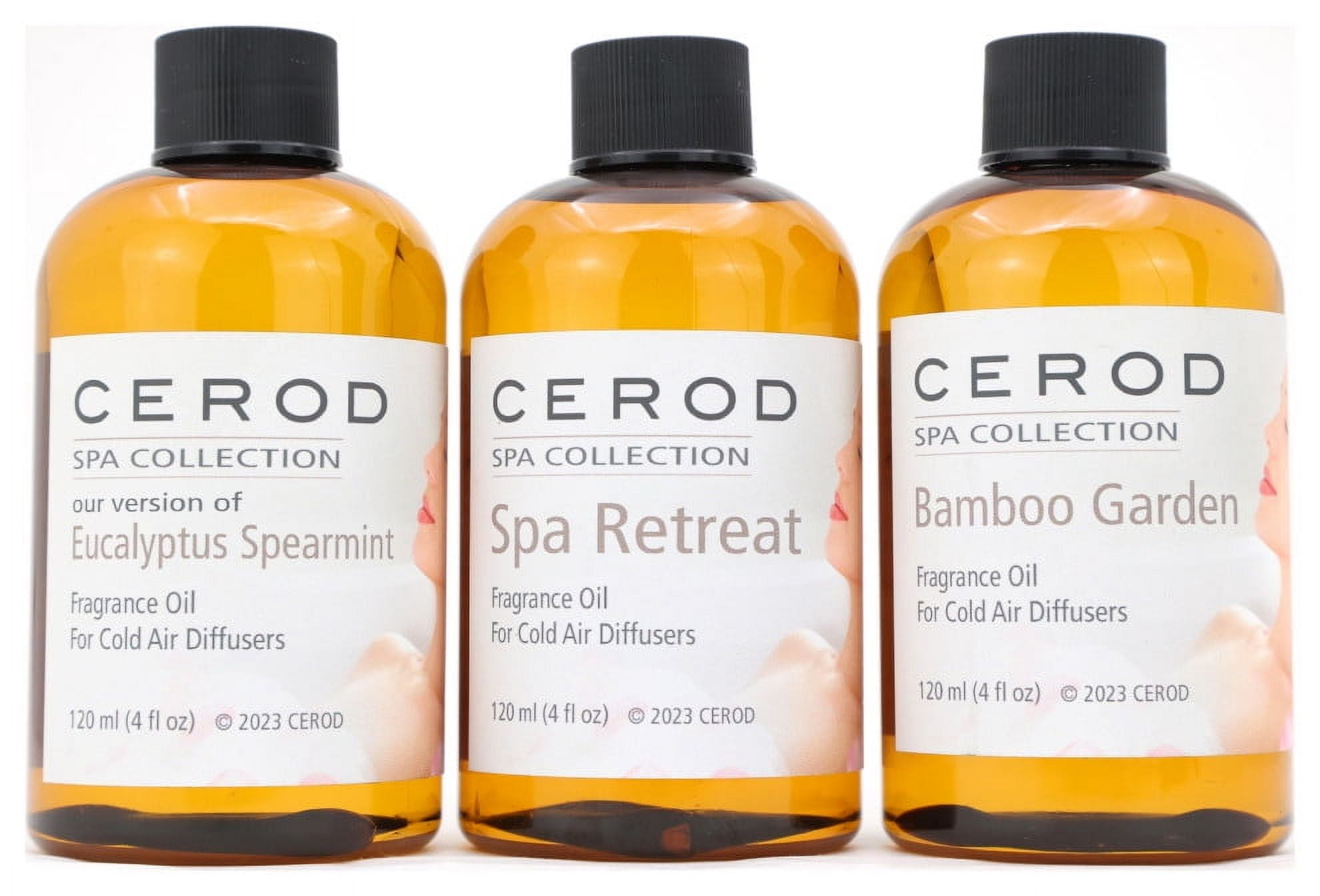 CEROD – Spa Collection Scents Set (3) - Diffuser Oil for Cold Air Waterless Diffusers -Eucalyptus Spearmint, Bamboo Garden, Spa Retreat - Aromatherapy Essential Oil Scents for Home & Office (3)