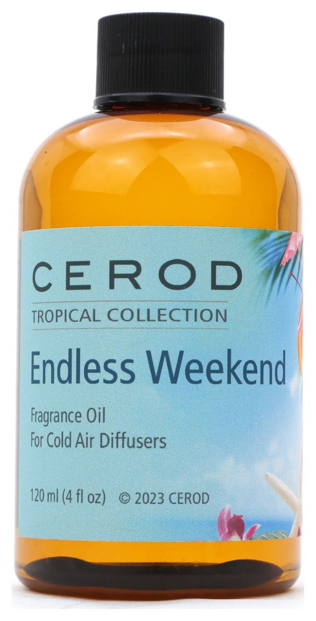 CEROD - Tropical Collection - Endless Weekend Fragrance Oil for Cold Air Diffusers - Aromatherapy Essential Oil Scents- Raspberry, Lychee, Magnolia, Vanilla, Sandalwood - 4 oz. (120ml)