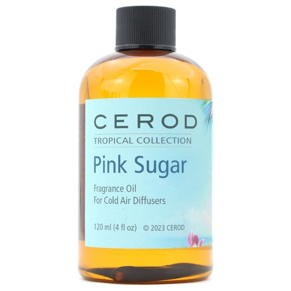 CEROD  Tropical Collection - Pink Sugar Fragrance Oil for Cold Air Diffusers - Aromatherapy Essential Oil Scents - Sugary, Raspberry, Strawberry, Orange, Bergamot, Caramel, Licorice- 4 oz. (120ml)