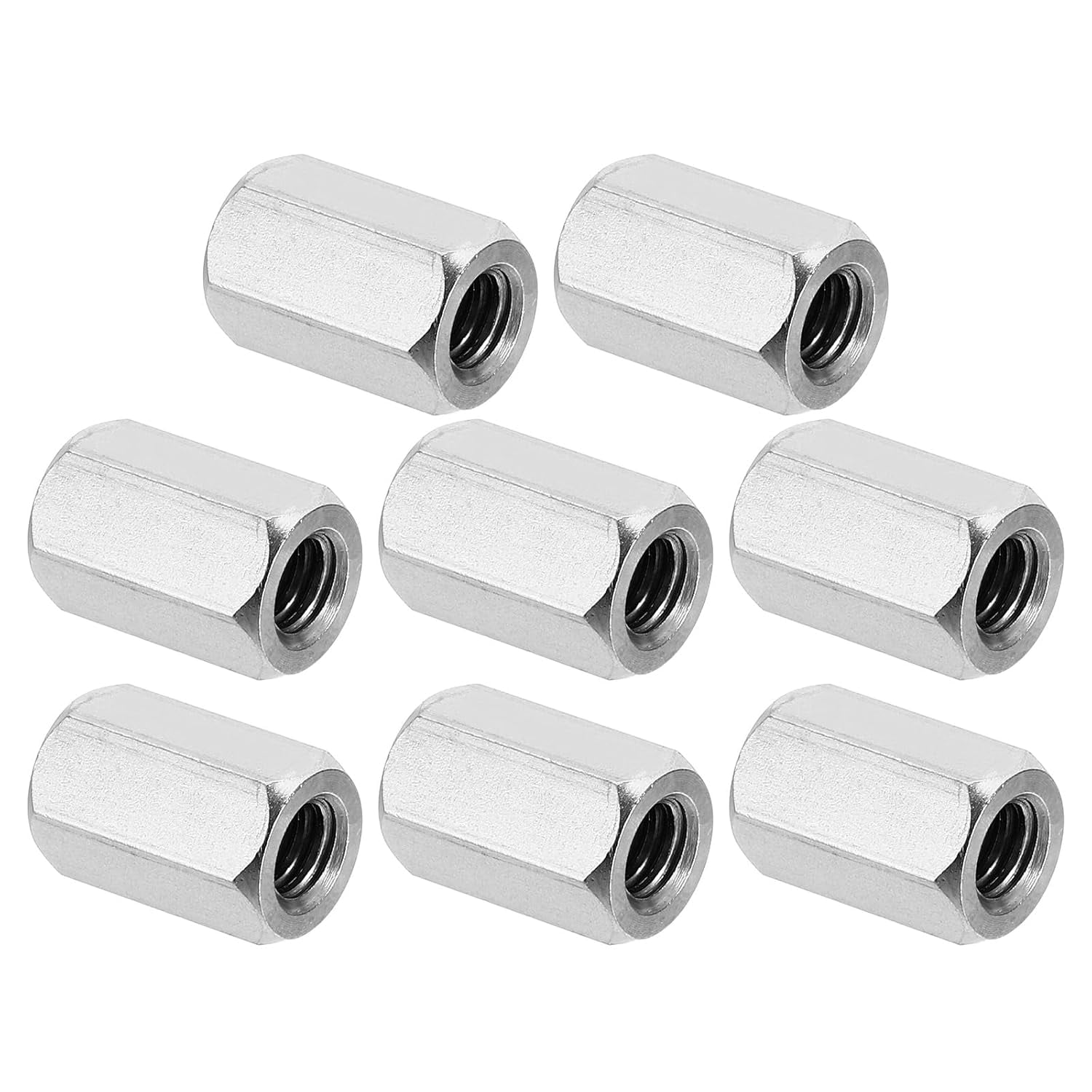 6-Pack M8 X 1.0 Pitch 304 Stainless Steel Hex Coupling Nuts – 25mm Length, Fully Threaded Rod Connectors For DIY, Construction & Machinery
