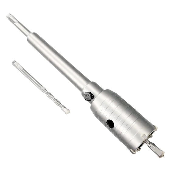 CERPXFF-1-5/8" Concrete Hole Saw, 40mm Tungsten Steel Core Bit for Cinder Block, Brick, Rock, Plank Walls for Pipes or mini Split Lines, with SDS Plus Shank and 2 Center Positioning Drill Bits.