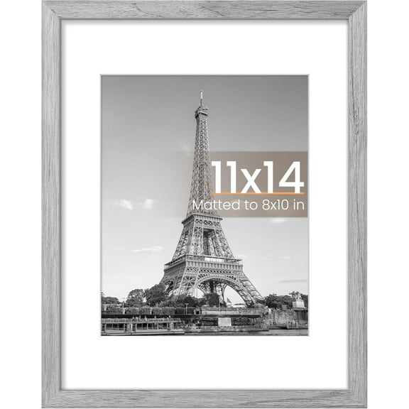 CERPXFF-11x14 Picture Frame, Display Pictures 8x10 with Mat or 11 x 14 Without, Wall Hanging Photo Frames, Gray, 1 Pack