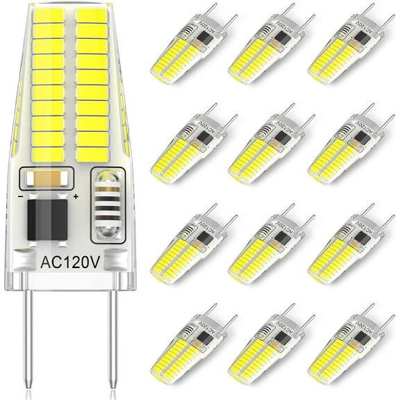 CERPXFF-12-Pack G8 LED Bulb Dimmable, 120V 20W 25W T4 JCD Type Bi-Pin Halogen Replacement for Under Cabinet Puck Lighting, Daylight White 6000K