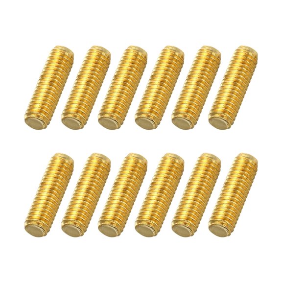 CERPXFF-12Pack M6x20mm Fully Threaded Rod, Brass Right Hand All Thread Screw Studs for Furniture Assembly Fastening, 1mm Pitch