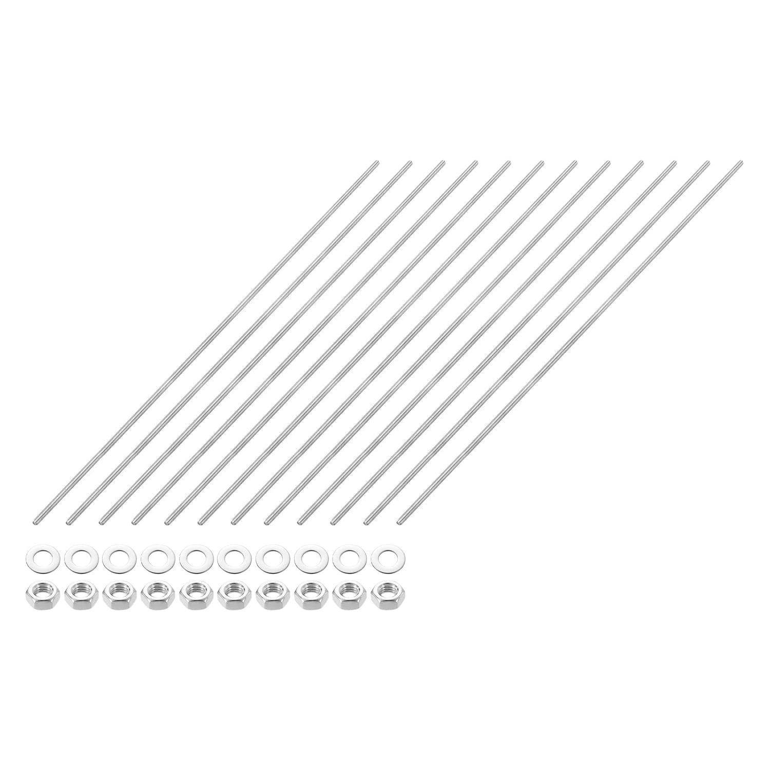 CERPXFF-12pcs Fully Threaded Rod, M3 x 250mm Stainless Steel Right Hand ...