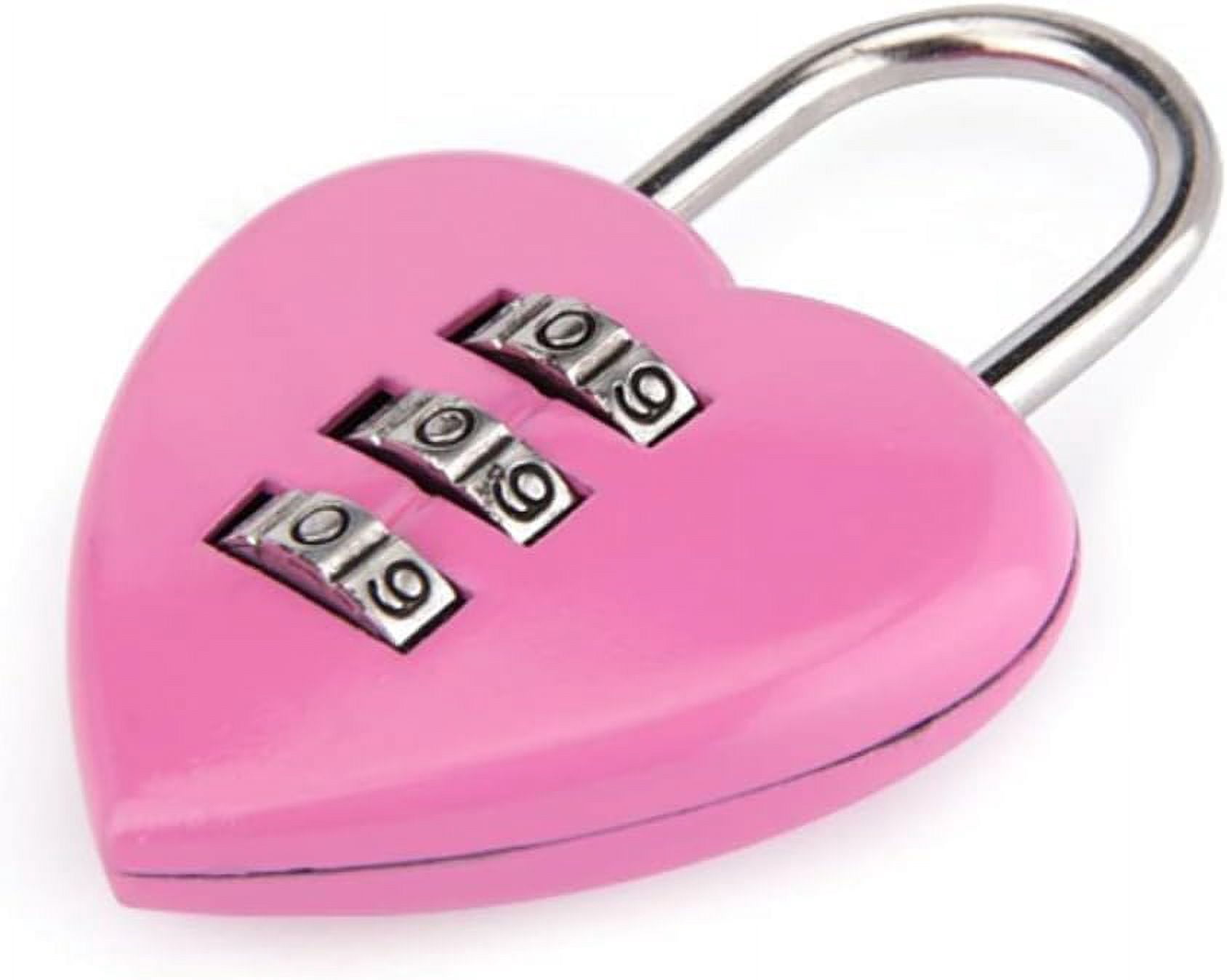 CERPXFF-1PC Pink Love Heart Shape Combination Padlock for Girls Women ...