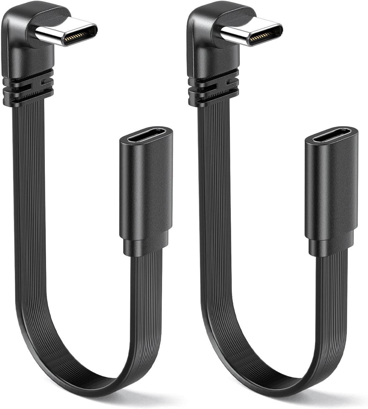 CERPXFF-2Pack 90 Degree USB-C Extension Cable Flat 8inch.USB2.0 C Male ...