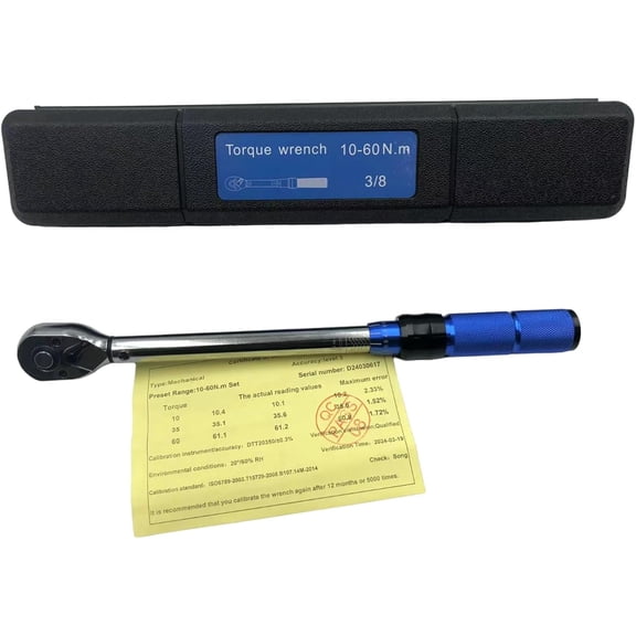 CERPXFF-3/8 Inch Drive Torque Wrench, 10-60N.m, Preset Click Torque Wrench, Dual-direction Head, Car Spark Plug Replacement Tool for Vehicle Maintenance