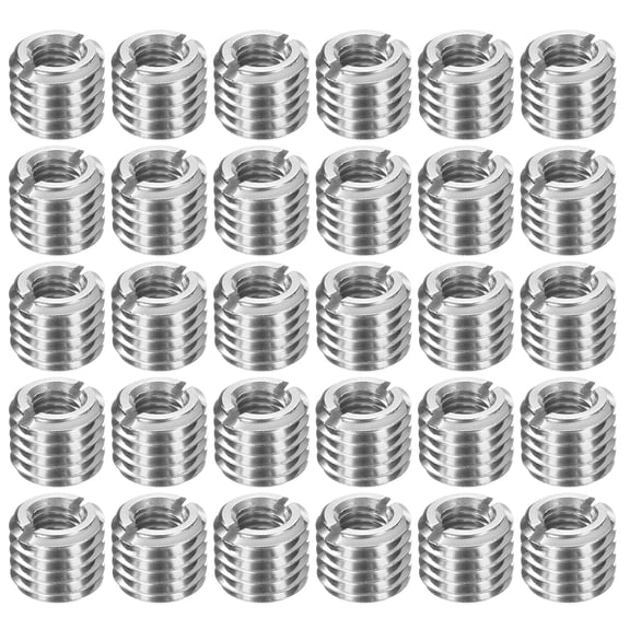 CERPXFF-30Pcs Threaded Insert, Stainless Steel M8-1.25 Female to M14-2 Male Repair Nut 12mm Long Thread Adapters Sleeve Reducing Nut Thread Repair Screw for Hardwoods Softwoods