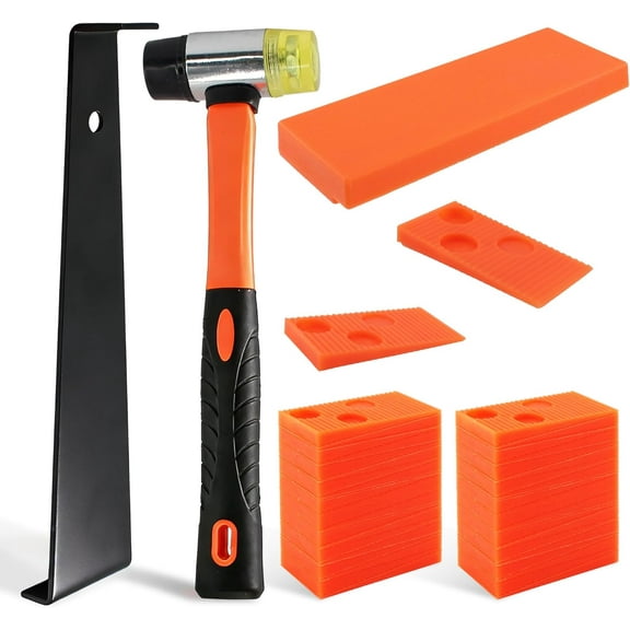 CERPXFF-43Pcs Laminate Wood Flooring Installation Kit Rubber Mallet Tapping block Heavy Duty Pull bar Floor Spacers Floor Installation Tools for Hardwood Laminate Vinyl Plank Flooring