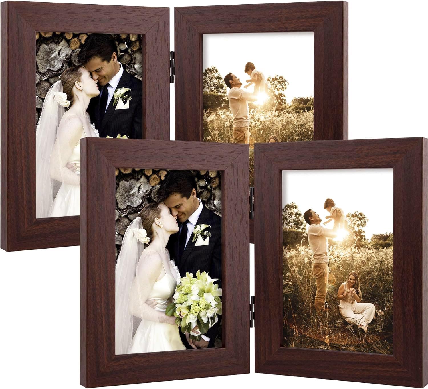 CERPXFF-, 4x6 Double Picture Frame Vertical Hinged Photo Frame 2 ...