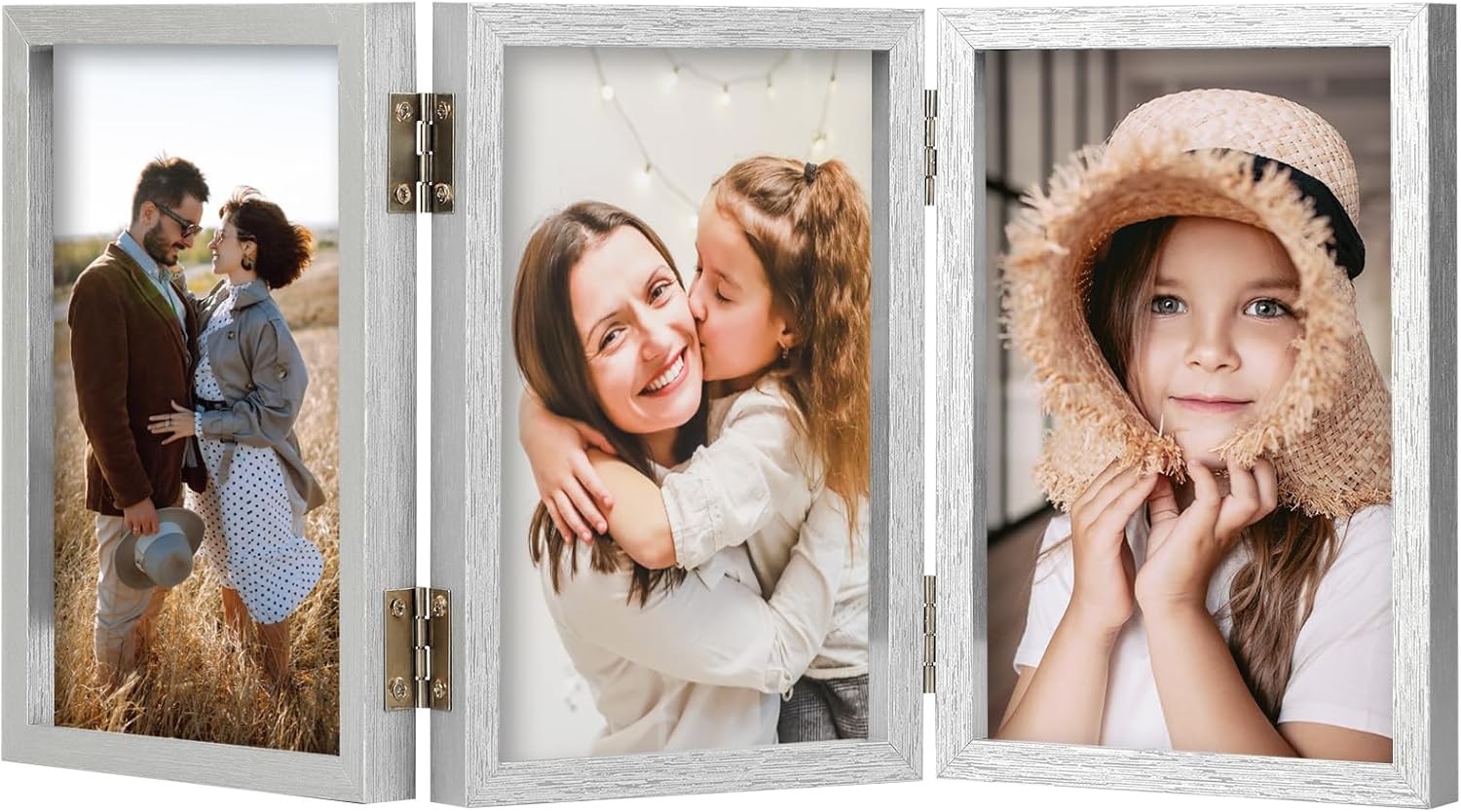 CERPXFF-4x6 Triple Picture Frame Hinged 3 Photos Folding Photo Frames ...