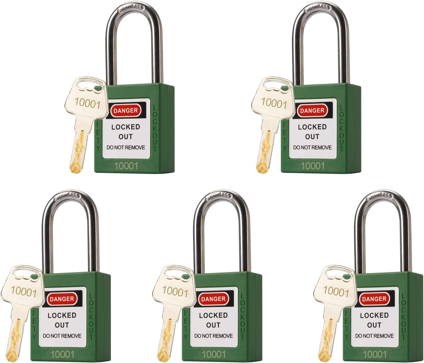 CERPXFF-5 Green Lockout Tagout Locks,Keyed Alike,OSHA Compliant Safety ...