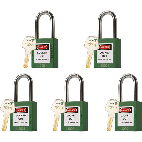 CERPXFF-5 Green Lockout Tagout Locks,Keyed Alike,OSHA Compliant Safety ...