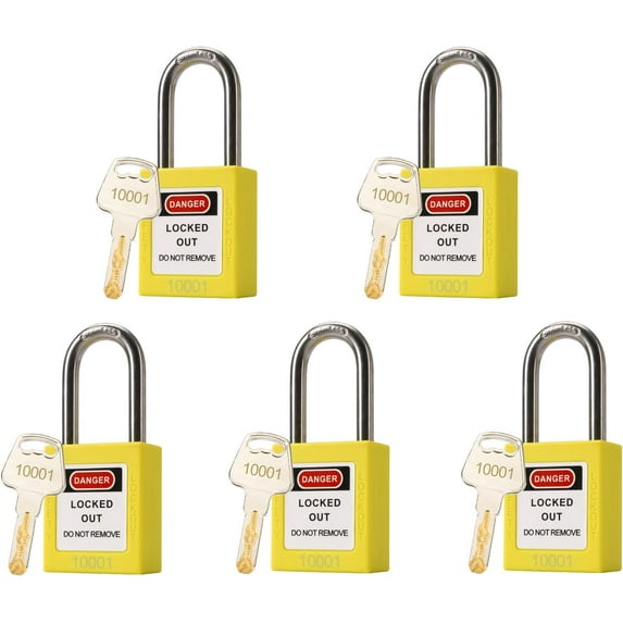CERPXFF-5 Yellow Lockout Tagout Locks,Keyed Alike,OSHA Compliant Safety ...