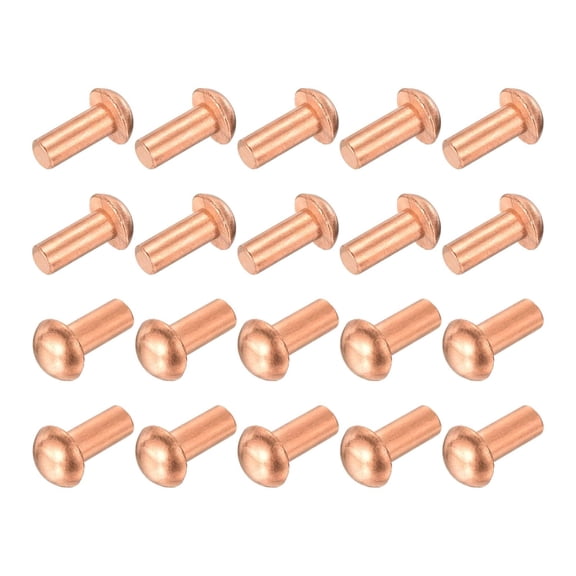 CERPXFF-50 Pcs 15/64" x 35/64" Round Head Copper Solid Rivets Fasteners