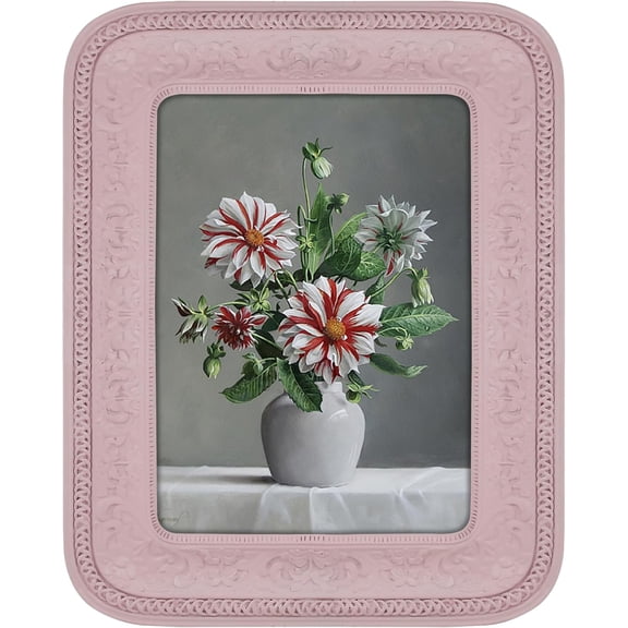 CERPXFF-5x7 Picture Frame for Wall and Desk Display, Vintage Picture Frames 5x7 in Hand Painted Pink Finish, French Cottage Rustic Photo Frame
