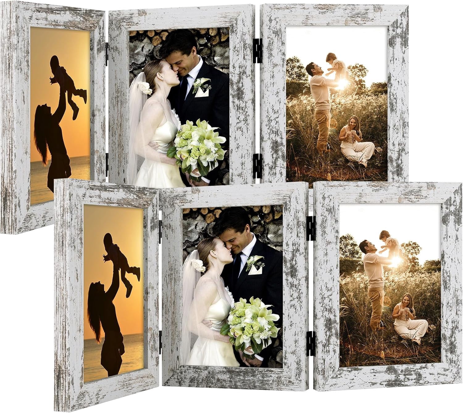 CERPXFF-, 5x7 Three Picture Frame Trifold Hinged Photo Frame with 3 ...