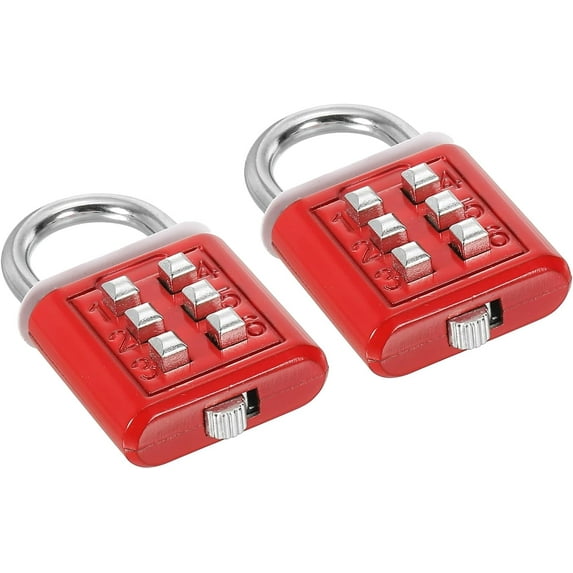 CERPXFF-6 Digit Button Combination Padlock, 2 Pack 3 Position Locking ...