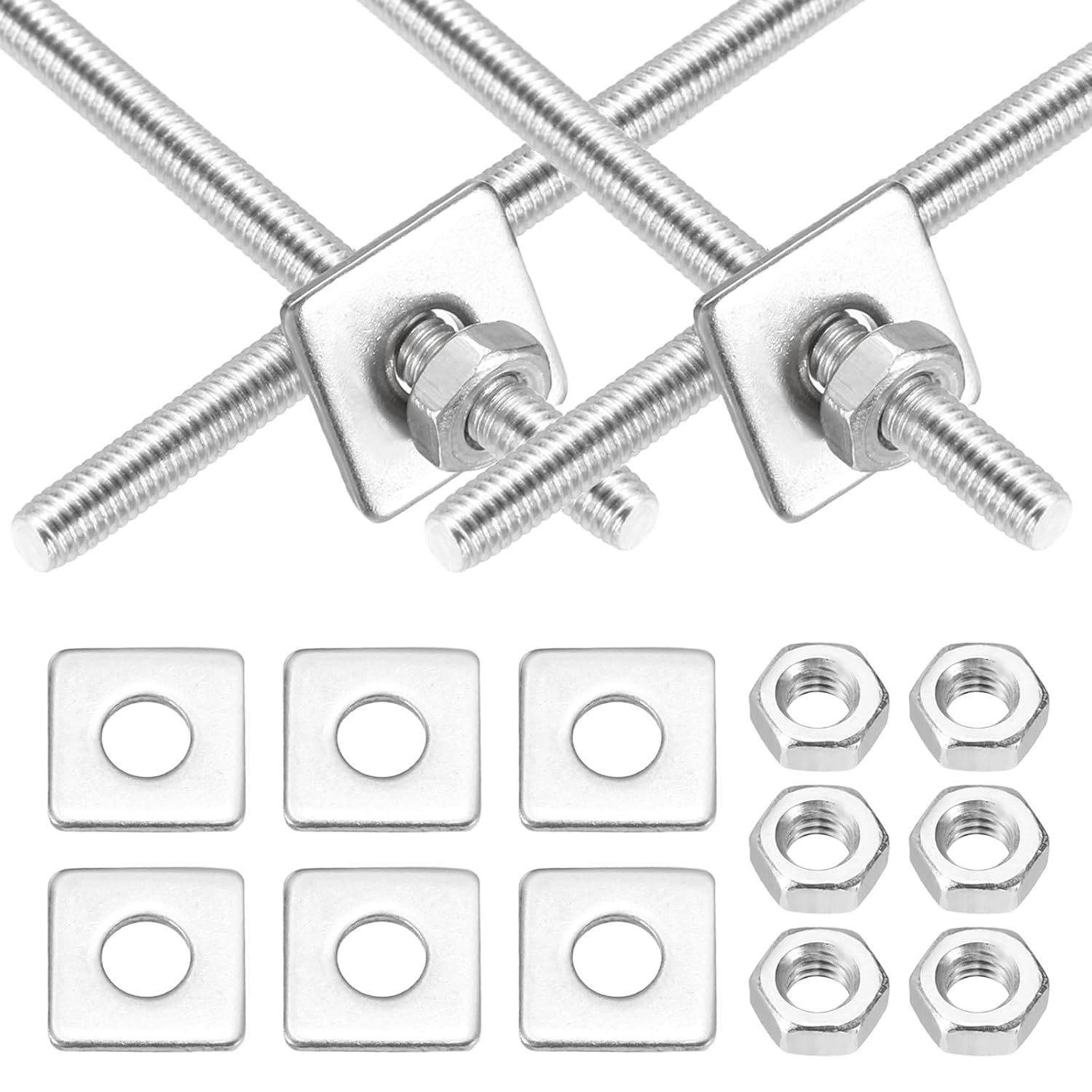 Square Thread Threaded Rod CERPXFF-6Set M4x50mm Fully Threaded Rod, 201 Stainless Steel Threaded ...