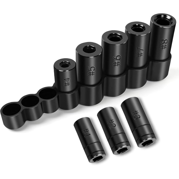 CERPXFF-70500 Tap Socket Set, 8-Piece 1/4" & 3/8" Drive Taps Sockets Adapter for Socket Wrench Set Use, Fits All MCTI Taps Thru 1/2 & 1/8" NPT Taps