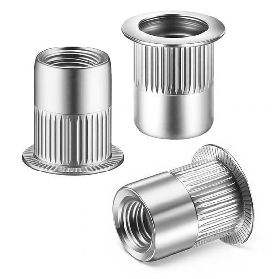 CERPXFF-75Pcs Rivet Nut M8 Stainless Steel 304 Flat Head Rivnut Threaded Insert Nutsert Rivet Nut, Knurled Body