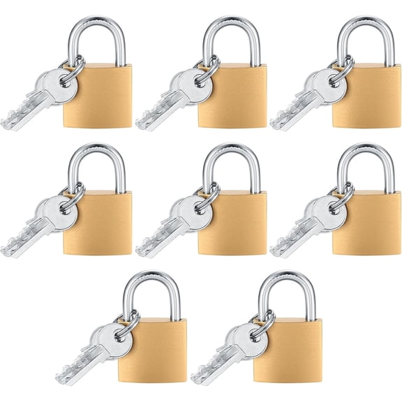 CERPXFF-8 Pcs Small Keyed Padlocks with Keys, Pad Locks,Solid Brass Padlock with Key, Lockers Locks with Same Keys for Toolbox, Sheds, Storage Unit, Gym, Fence, Lockers Padlocks