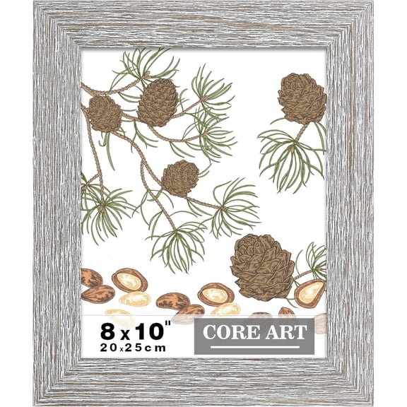 CERPXFF-8x10 Picture Frame, Handmade Wood Rustic Gray (Grey) Photo Frame, High Definition Semi-tempered Glass Wall or Tabletop Display