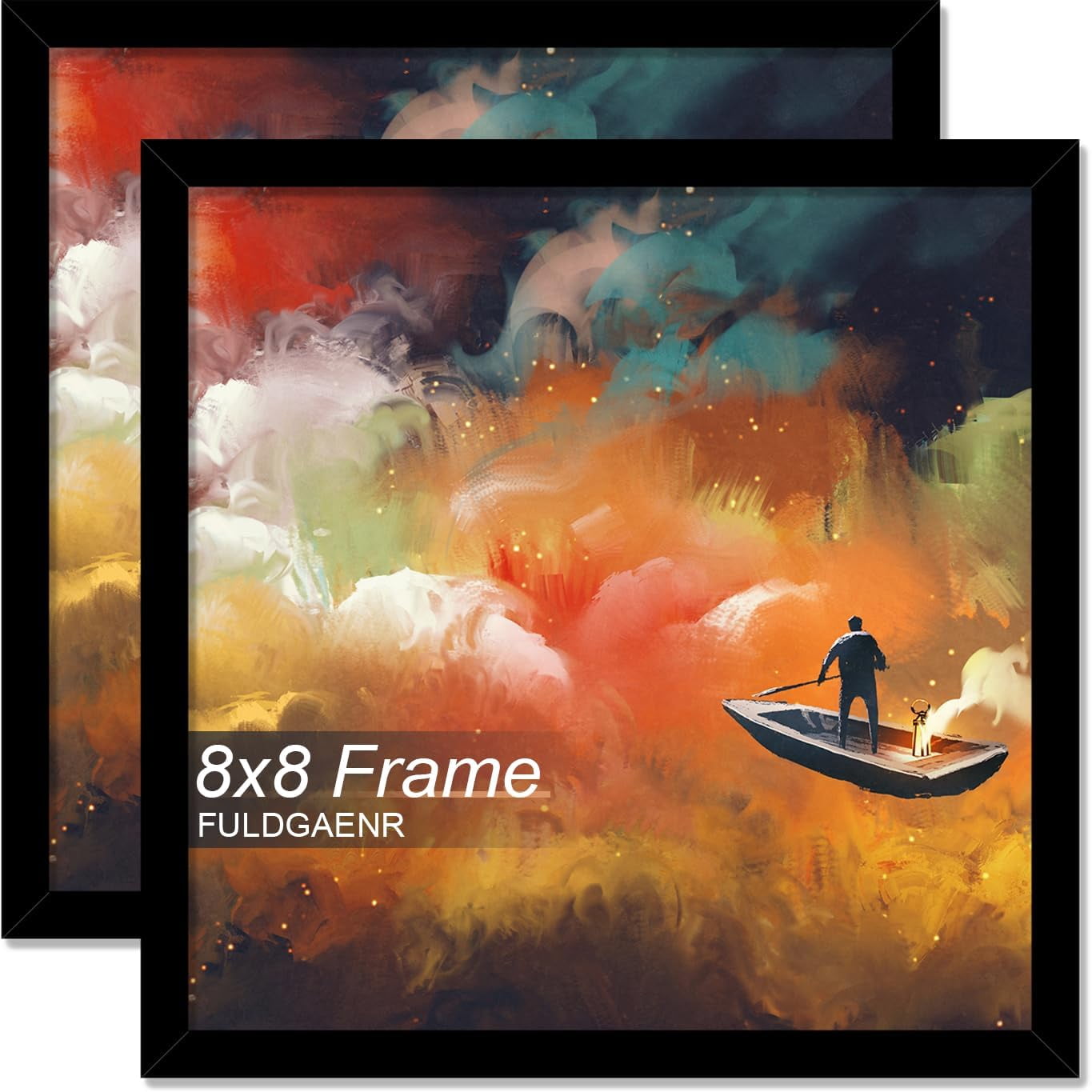 CERPXFF-8x8 Picture Frame Set of 2, Black Frames for 8 x 8 Inch Photo ...