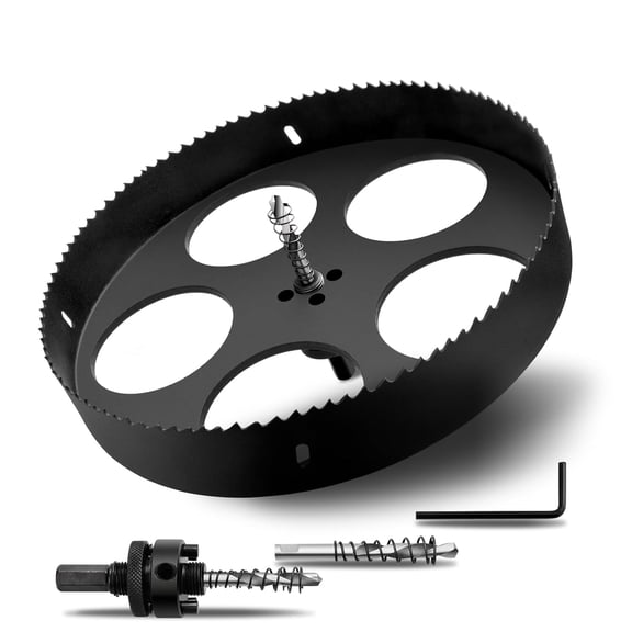 CERPXFF-9.8" 250mm Hole Saws with Heavy Duty Arbor HSS Bi-Metal Hole Cutter Drill Bit for Wood Cornhole Boards Plastic Drywall Metal Fiberboard(Black)