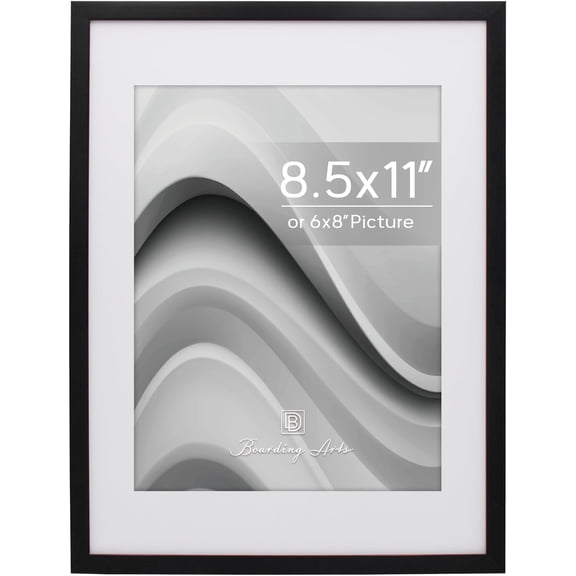 CERPXFF-Boarding 8.5x11 Picture Frames,Display 6x8 with Mat or 8.5x11 Without,Studio Gallery Wall & Tabletop Photo Frames for Certificates Diplomas Photos,Black,5 Pack
