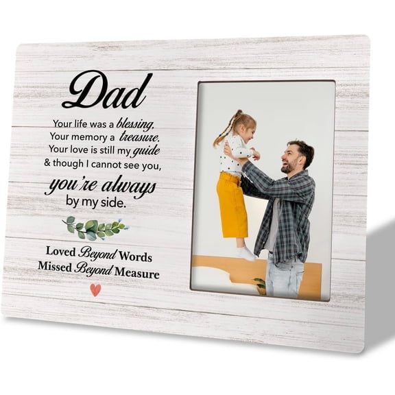CERPXFF-Dad Memorial Photo Frame - Wooden Picture Frame Gift, In Loving Memory of Dad, Sympathy Condolence Gift