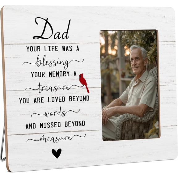 CERPXFF-Dad Memorial Picture Frame Gifts for Loss of Father, In Loving Memory Wooden Picture Frames, 4x6 inch Photo