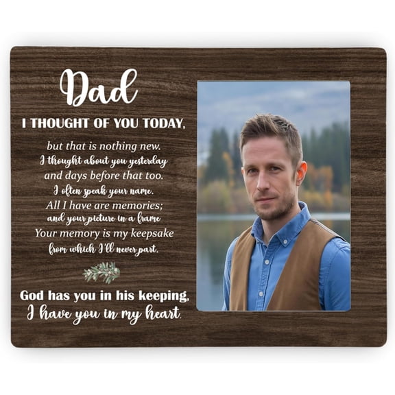 CERPXFF-Dad Memorial Picture Frame, Sympathy Wooden Photo Frame Gifts for Loss of Dad, 4x6 inch Photo