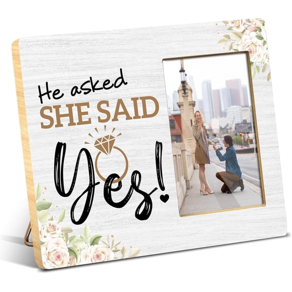 CERPXFF-Engagement Gifts For Couples Picture Frame - 4 x 6 Inch Photo - She Said Yes Wedding Gift Picture Frames For Engaged Her Wife Women Fiance