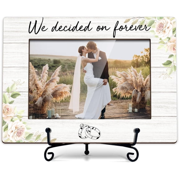 CERPXFF-Engagement Picture Frame 4x6, Wedding Gifts for Women, Engagement Gifts for Couples 2024, Love Photo Frame, Wood Picture Frame Gifts for Desk Display-E10