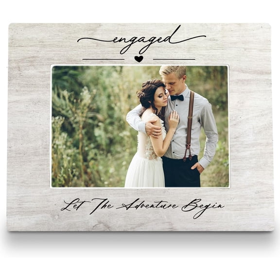 CERPXFF-Engagement Picture Frame 8x10, Engagement Gifts for Newly Couple, Wedding Picture Frame, Engagement Picture Frames, Wedding Gifts for Couples, Engaged Let The Adventure Begin Photo Frame 5x7