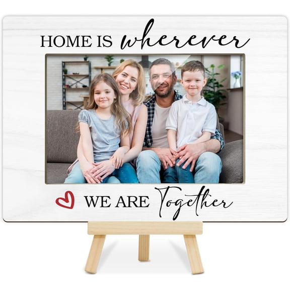 CERPXFF-Family Picture Frame, Gifts for Family Members, Home Is Wherever We Are Together Picture Frame, Grandparents Day Gifts, Wood 4x6 Photo Frames for Desk Display-A02