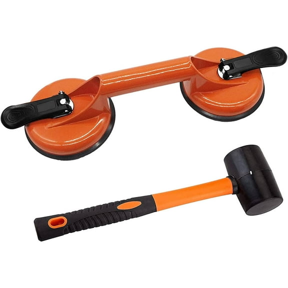 CERPXFF-Floor Gap Fixer Tool for Laminate Floor Gap Repair Include Suction Cup and Mallet (Can't use on scraped surface floor)-Orange Kit