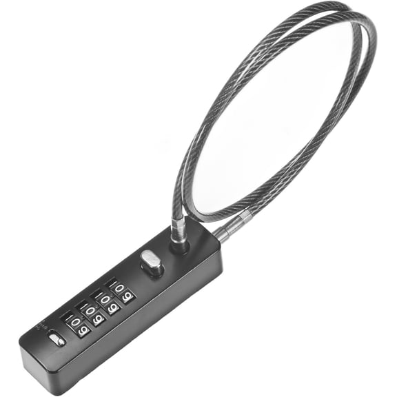 CERPXFF-Gate Locks for Outdoor Fence, 23.6IN Heavy Steel Cable Rope Keyless 4-Digit Combination Lock for Gate/Cabinet/Snowboard/Bike/Locker, Resettable Code Security Cable [Black]